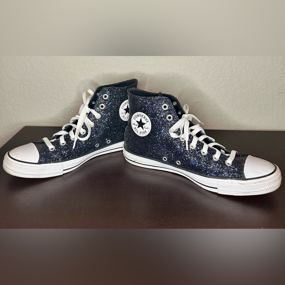 Converse Women’s Sparkly High-Top Sneakers - Black - Picture 2 of 6